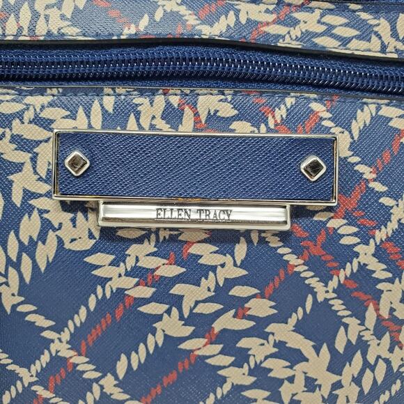 Ellen Tracy Blue patterned Bag 12"x3" - Picture 9 of 13